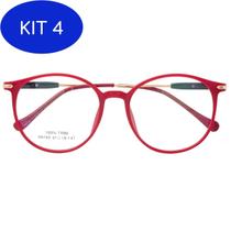 Kit 4 Armação De Óculos Para Grau Feminina Redonda Amora