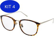 Kit 4 Armação óculos Feminina Quadrado Animal Print To Day