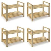 Kit 4 Armários Multiuso Sapateira Pinus Bege Kit 4 Armários Multiuso Sapateira Pinus Bege