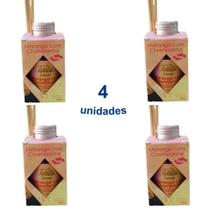 Kit 4 Aromatizador de Ambiente de Morango com Champanhe 100ml Difusor Vareta Luz Aromas - Envio Já