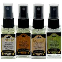 Kit 4 Aromatizador de Carro Perfume Premium Bamboo, Flor de Laranjeira, Patchouli Vanilla e Chá Branco LohLiz 30ml Frasco de Vidro