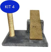 Kit 4 Arranhador Para Gatos Mini Poste Com Gangorra Cinza