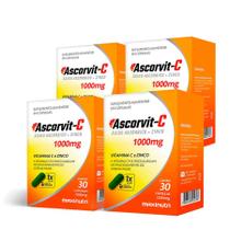 Kit 4 AscorVit C 1000mg Vitamina C + Zinco 30 Caps Maxinutri