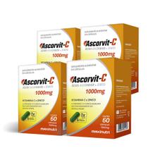 Kit 4 AscorVit C 1000mg Vitamina C + Zinco 60 Cáps Maxinutri