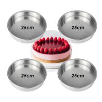 Kit 4 Assadeira Forma Redonda 25x5 Alumínio Fundo Fixo