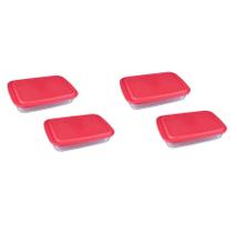 Kit 4 Assadeira Lasanheira Vidro Tampa 3,7l Marinex Travessa