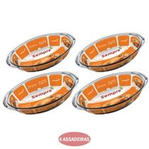 Kit 4 Assadeira Oval 1,6L + 2,5L Vidro Nadir Figueiredo Smp