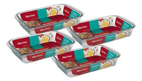 Kit 4 Assadeira Retangular Vidro 3,7l Temperado Marinex Serv