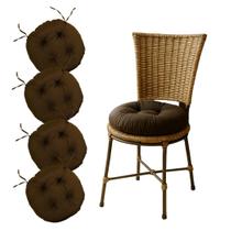 Kit 4 Assento Cadeira Futon 40x40cm Redondo Lavável Na Maquina Decorativo