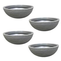 Kit 4 Bacias De Polietileno Decorativas Para Plantas E Flores Cinza 32cm