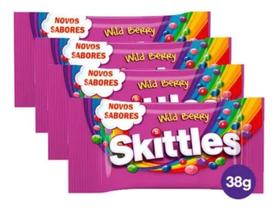 Kit 4 Bala Mastigável Skittles Original Sabor Wild Berry 38g