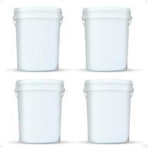 Kit 4 Balde 22L Plástico Natural Alimentício Tampa E Alça