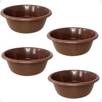 Kit 4 Balde Bacia Frisada S/ Alça Multiuso de Plástico 15 L