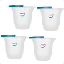 Kit 4 Balde Multiuso Hydrus 8,5 Litros Transp. 29X26 Cm