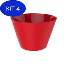 Kit 4 Balde Para Pipoca Multiuso Pipoqueira Vermelho Crippa