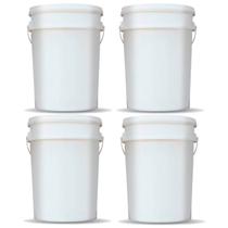 Kit 4 Baldes 24 Litros Branco Atóxico Alimentício c/ Tampa Lacre Hermética e Alça Plástica Kit 4 Baldes 24 Litros Branco Atóxico Alimentício c/ Tampa Lacre Hermética e Alça Plástica