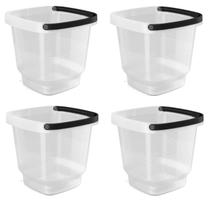 Kit 4 Baldes 8,5 Litros Transparente Com alça Preto 26 CM Kit 4 Baldes 8,5 Litros Transparente Com alça Preto 26 CM