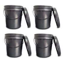 Kit 4 Baldes Baldinho Recipiente 3,6L Tampa Lacre Alça Multiuso