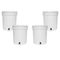 Kit 4 Baldes Com Alça Tampa Torneira 5 Litros Branco Atóxico Maturação Kit 4 Baldes Com Alça Tampa Torneira 5 Litros Branco Atóxico Maturação