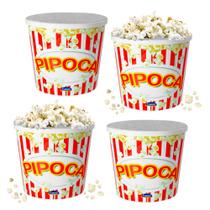 Kit 4 Baldes de Pipoca 2,1 litros Plasútil Grande Estampado