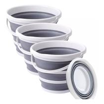 Kit 4 Baldes Dobráveis Retrátil Silicone 10 Litros Powermaid