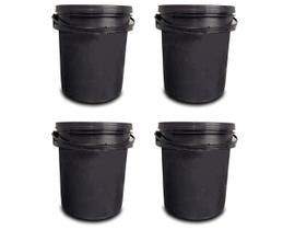 Kit 4 Baldinhos Balde Preto Tampo Hermético Lacre Alça Firme 5 Litros Kit 4 Baldinhos Balde Preto Tampo Hermético Lacre Alça Firme 5 Litros