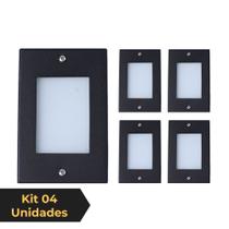 Kit 4 Balizador de Embutir Escada Parede Preto 4x2 Alumínio
