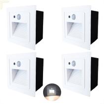 Kit 4 Balizador Sensor De Presença Embutido Parede Led Lup73
