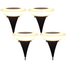 Kit 4 Balizador Solar Espeto De Jardim Led Branco Quente