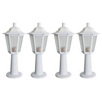 Kit 4 Balizadores Brancos Iluminação Externa Jardim Termoplástico Lente Fosca Grega Dital Kit 4 Balizadores Brancos Iluminação Externa Jardim Termoplástico Lente Fosca Grega Dital