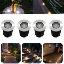 Kit 4 Balizadores Spot Led SMD Em PVC De 1W Luz Branco Frio Ou Quente De Embutir Em Piso Chão Solo Gramado Jardim Deck