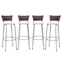 Kit 4 Banco Banqueta 70cm Estrutura Prata Encosto Junco Argila Alta Para Balcão Area Gourmet Piscina Bistrô Itagold Kit 4 Banco Banqueta 70cm Estrutura Prata Encosto Junco Argila Alta Para Balcão Area Gourmet Piscina Bistrô Itagold