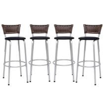 Kit 4 Banco Banqueta 70cm Estrutura Prata Encosto Junco Argila Alta Para Balcão Area Gourmet Piscina Bistrô Itagold Kit 4 Banco Banqueta 70cm Estrutura Prata Encosto Junco Argila Alta Para Balcão Area Gourmet Piscina Bistrô Itagold