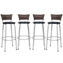 Kit 4 Banco Banqueta 70cm Estrutura Prata Encosto Junco Argila Alta Para Balcão Area Gourmet Piscina Bistrô Itagold Kit 4 Banco Banqueta 70cm Estrutura Prata Encosto Junco Argila Alta Para Balcão Area Gourmet Piscina Bistrô Itagold