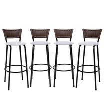 Kit 4 Banco Banqueta Alta Encosto Junco Argila Aço Bar Balcão Gourmet Assento Estofado Kit 4 Banco Banqueta Alta Encosto Junco Argila Aço Bar Balcão Gourmet Assento Estofado