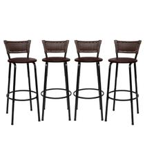 Kit 4 Banco Banqueta Alta Encosto Junco Argila Aço Bar Balcão Gourmet Assento Estofado Kit 4 Banco Banqueta Alta Encosto Junco Argila Aço Bar Balcão Gourmet Assento Estofado