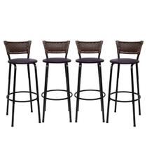Kit 4 Banco Banqueta Alta Encosto Junco Argila Aço Bar Balcão Gourmet Assento Estofado Kit 4 Banco Banqueta Alta Encosto Junco Argila Aço Bar Balcão Gourmet Assento Estofado