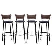 Kit 4 Banco Banqueta Alta Encosto Junco Argila Aço Bar Balcão Gourmet Assento Estofado Kit 4 Banco Banqueta Alta Encosto Junco Argila Aço Bar Balcão Gourmet Assento Estofado