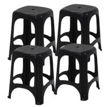 Kit 4 Banco Banqueta Niteroi Monobloco Tramontina Preto
