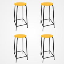 KIT 4 Banco de Metal Assento Plástico Amarelo Altura 75cm Empilhável para Bar Lanchonete Laboratório Escola KIT 4 Banco de Metal Assento Plástico Amarelo Altura 75cm Empilhável para Bar Lanchonete Laboratório Escola