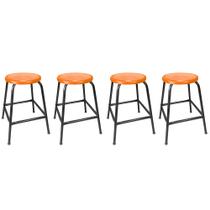 KIT 4 Banco de Metal Assento Plástico Laranja Altura 45cm Empilhável para Bar Lanchonete Laboratório Escola KIT 4 Banco de Metal Assento Plástico Laranja Altura 45cm Empilhável para Bar Lanchonete Laboratório Escola