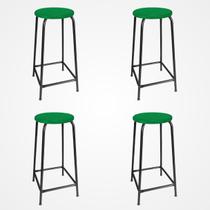 KIT 4 Banco de Metal Assento Plástico Verde Altura 65cm Empilhável para Bar Lanchonete Laboratório Escola KIT 4 Banco de Metal Assento Plástico Verde Altura 65cm Empilhável para Bar Lanchonete Laboratório Escola