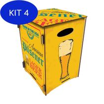 Kit 4 Banco Organizador 3Mm - Cerveja Amarelo