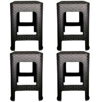 Kit 4 Banco Plastico Banqueta Banquinho Rattan Lançamento Ratan Multiuso Topplast Kit 4 Banco Plastico Banqueta Banquinho Rattan Lançamento Ratan Multiuso Topplast