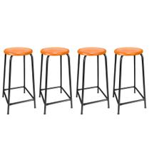 Kit 4 Bancos Alto de Metal Banqueta Empilhavel Para Bar Bancão Cozinha - Laranja Kit 4 Bancos Alto de Metal Banqueta Empilhavel Para Bar Bancão Cozinha - Laranja
