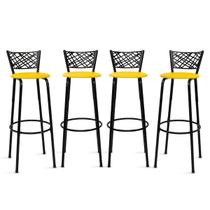 Kit 4 Bancos Altos Banquetas 80cm Eclipse Preta Ideal Cozinha Gourmet Balcão Ilha Área de Lazer Bar Itagold