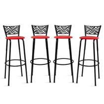 Kit 4 Bancos Altos Banquetas 80cm Eclipse Preta Ideal Cozinha Gourmet Balcão Ilha Área de Lazer Bar Itagold