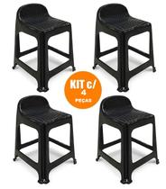 Kit 4 Bancos Banqueta Escadinha Com Encosto Antiderrapante PRETO Kit 4 Bancos Banqueta Escadinha Com Encosto Antiderrapante PRETO