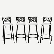 Kit 4 Bancos Banquetas 60cm Eclipse Preta Ideal Balcão Ilha Bistrô Bar Cozinha Bancada Área Gourmet Sorveteria