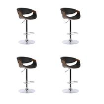 Kit 4 Bancos Nicole Preto Poliuretano Base Disco